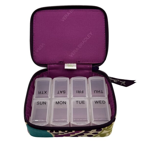 Vera Bradley NWT Plum Crazy Pill Case 7+1 Days Purple Butter Yellow Artsy Boho - Picture 10 of 10